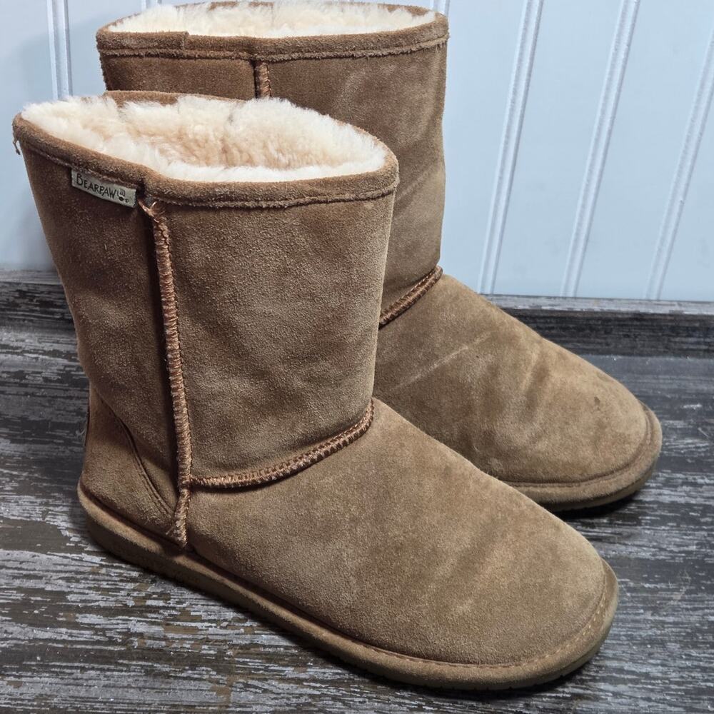 Bearpaw Women's Brown Suede Sherpa Lined Pull On Winter Boots Size 8.5